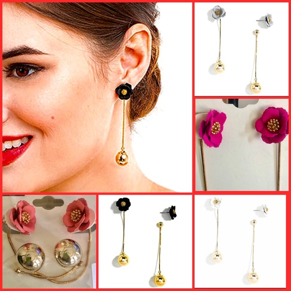 Dahlia Bud Hanging Ball Earring-2 Parts,NWT - Picture 1 of 11